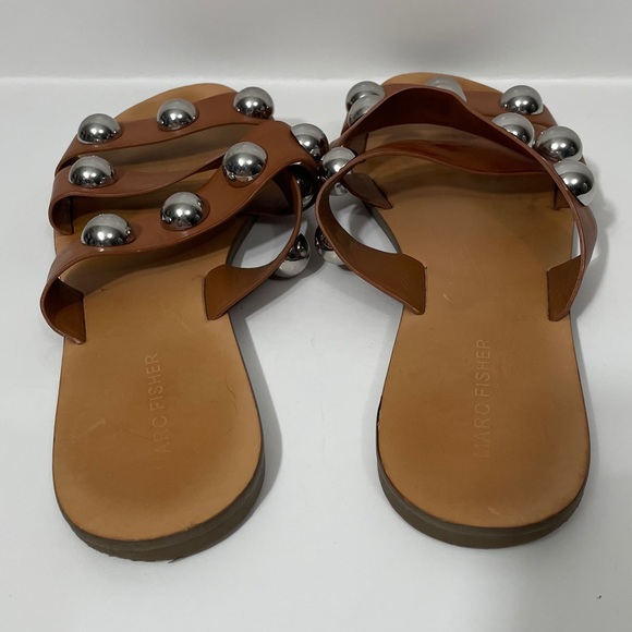 Marc Fisher Bryte2 Leather Open Toe Slide Sandals - Picture 5 of 9